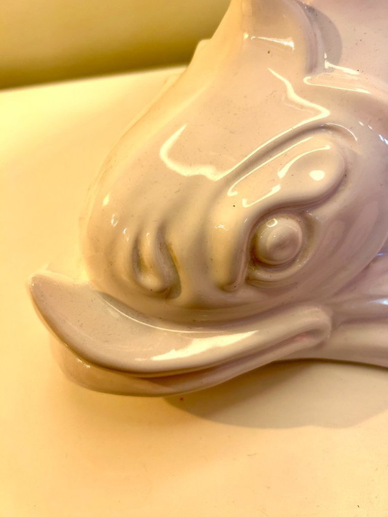 Image 1 of Große Tischlampe aus weißer Keramik, Capodimonte Italien, 1960er