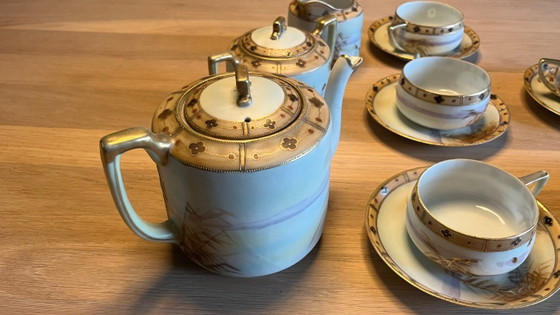 Servizio da tè giapponese in porcellana, Hand Painted Nippon - Inizio XX secolo, Stoviglie, Crema (foto 8 di 16)