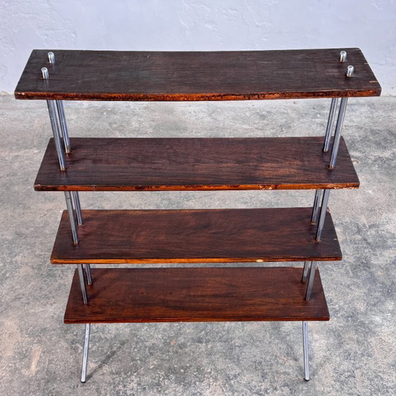 Image 1 of Bauhaus Style Dark Oak Shelving Unit
