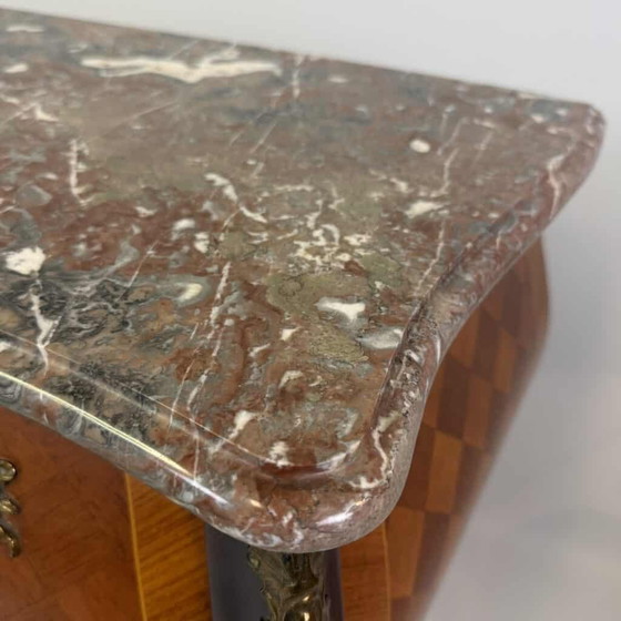 Bombé chest of drawers in the Louis XV style, Marble, Wood, Red (photo 20 of 22)