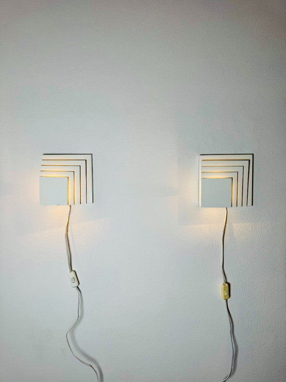 Geometric Square Layered Wall Lamps by Unknown Designer, The Netherlands, 1960s – Wall lights, Aluminium (photo 8 of 8)
