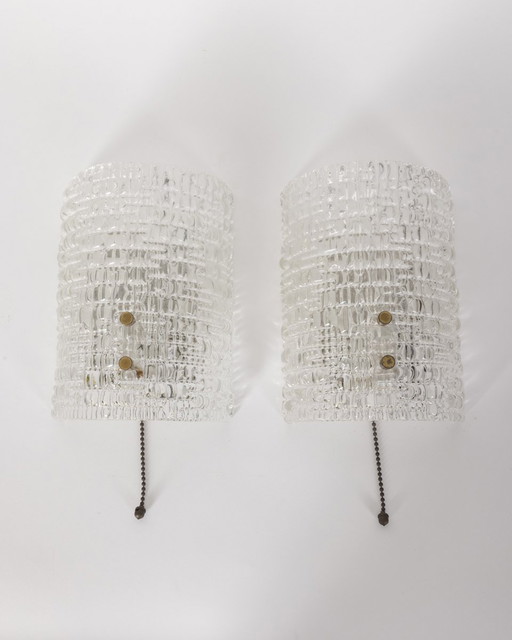  Page 1 of 9 Paire d'appliques vintage des années 1960 en cristal laiton design italien