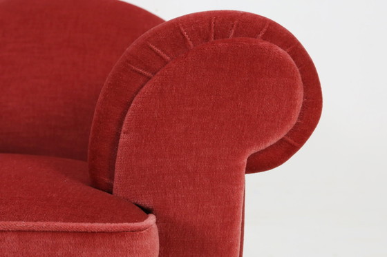 Image 1 of Ensemble de 3 fauteuils en velours rouge Art déco, années 1930