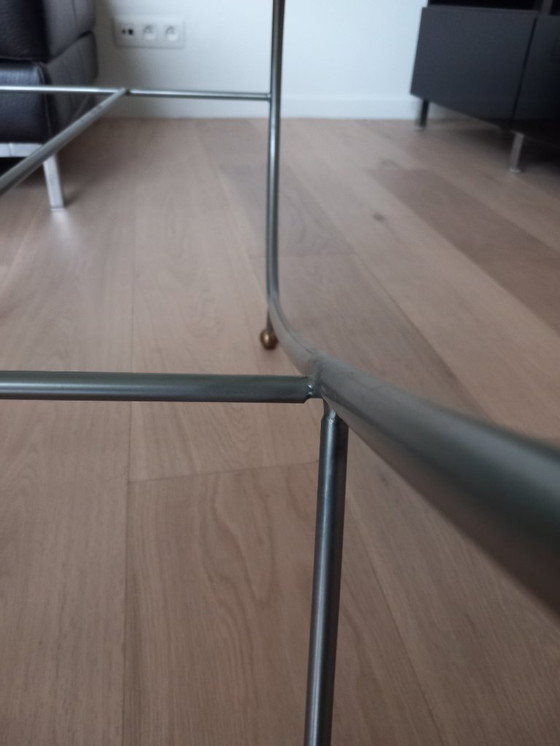 Image 1 of Vintage mid-century coffee table with heavy glass top and chrome frame (1960s)