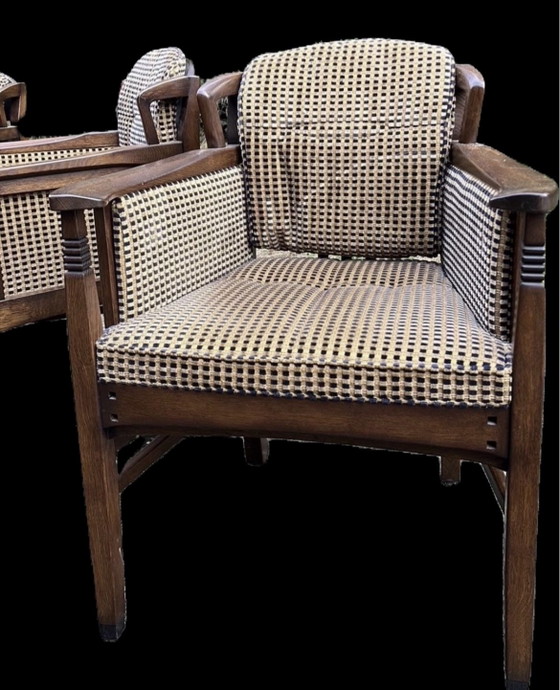 4 Schuitema Jugendstil Oak Armchairs – Textile, Wood (photo 2 of 5)