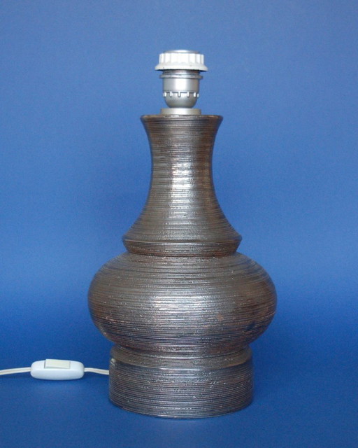 Silberne Keramik-Tischlampe, Bitossi, Italien, 1970er Jahre