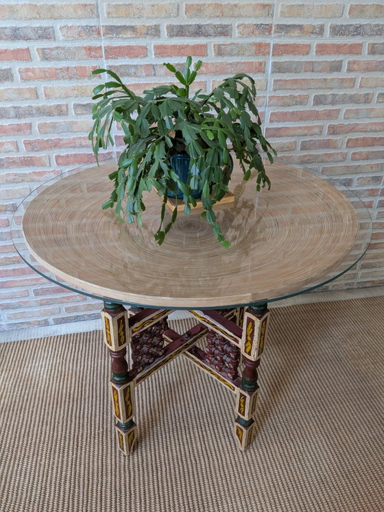 Arabischer Teetisch, Beistelltische, Glas, Holz, Beige (Foto 3 von 9)