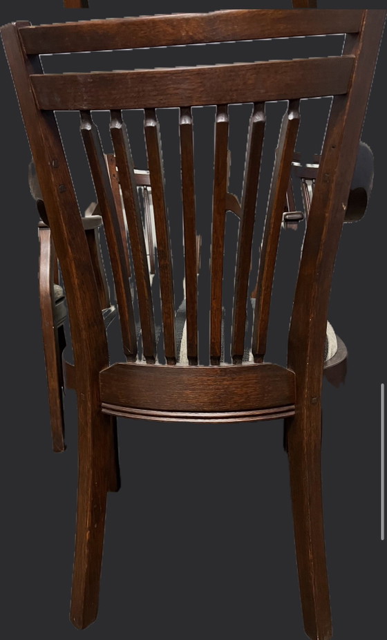 Image 1 of 6 kersenhouten Bannink jugendstil eetkamer armstoelen 