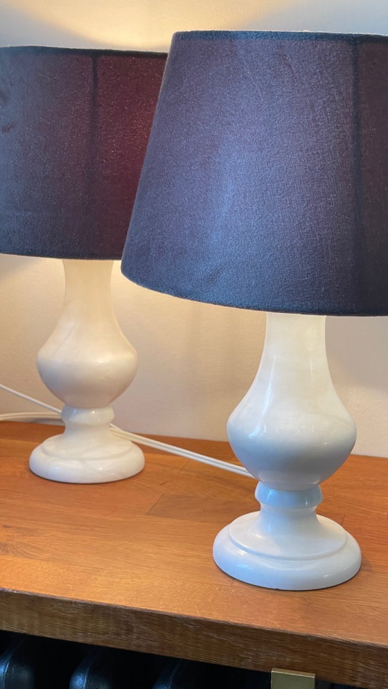 Image 1 of Een paar vintage albasten lampen