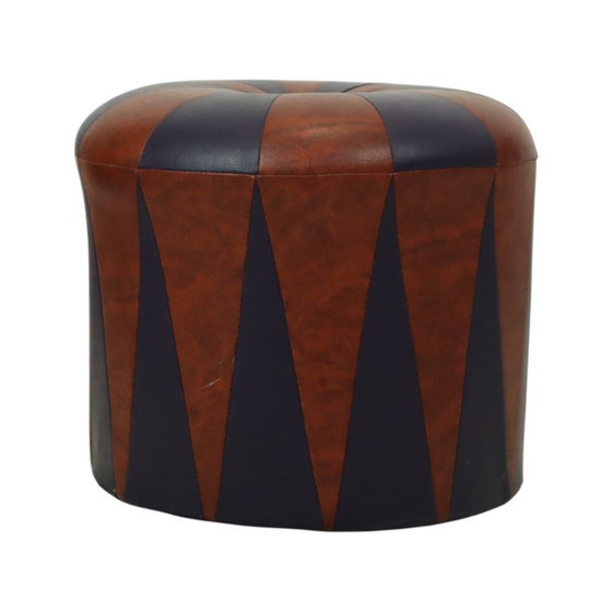 Image 1 of Round Vintage Pouf Purple Bordeaux