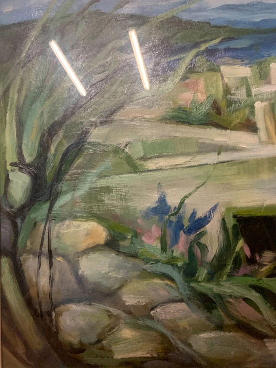 Peinture à l'huile de paysage des années 1950 sur toile par Lamberto Lamberti, Peintures et dessins (photo 4 sur 4)