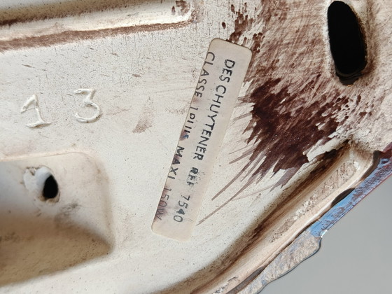 Image 1 of Par de apliques de pared de cerámica Deschuytener con efecto de madera de raíz, Bélgica, década de 1980.