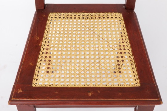 Sedia vintage belga tornita | Sedia in legno anni '40 con nuova seduta in rattan – Sedie da pranzo, Wood (photo 2 of 11)