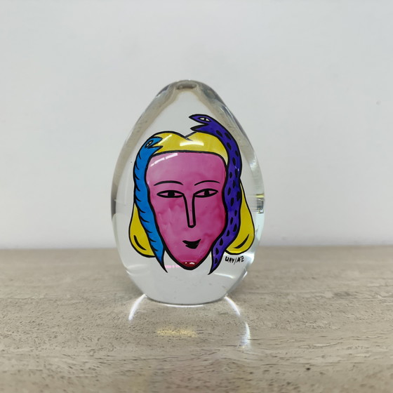 Image 1 of Ulrica Hydman Vallien für Kosta Boda handbemalter Briefbeschwerer