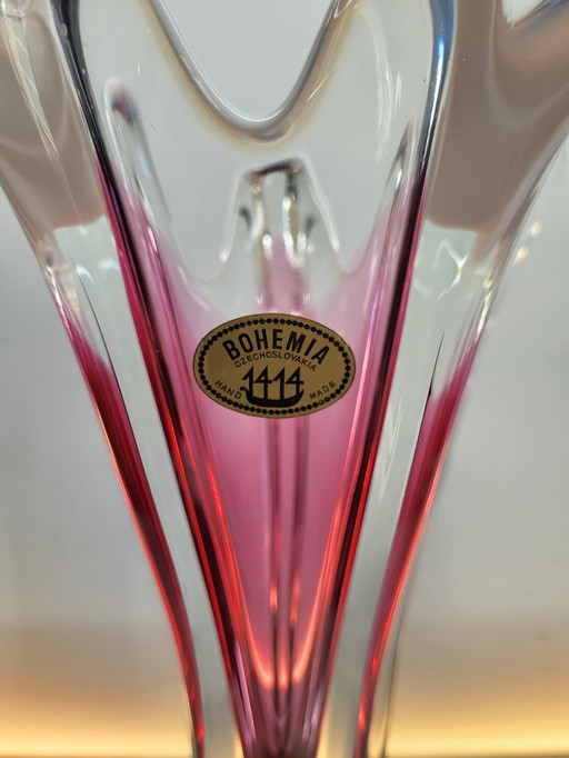 Vintage art vase multi color, Josef Hospodka, borocrystal, Chribska, Czech Republic, 1960s