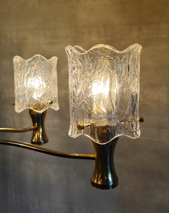 5-lichts verguld messing en perspex Kroonluchter - jaren 60/70 – Brass (photo 7 of 10)