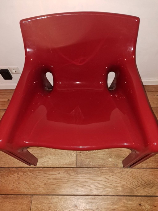 Artemide Milano – Modello Vicario designstoel | donkerrood | vintage | goede staat