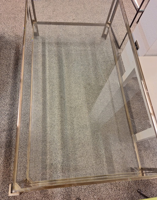 Vintage coffee table of real bronze and glass - 1990 's