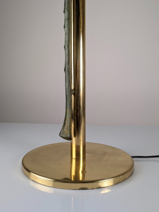 Monumental Valenti Fan Palm Bronze and Brass Table Lamp, 1970s (photo 18 of 20)