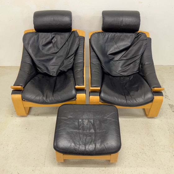 Image 1 of Zweedse Kroken Loungestoelen & Ottoman van Åke Fribyter voor Nelo, 1970