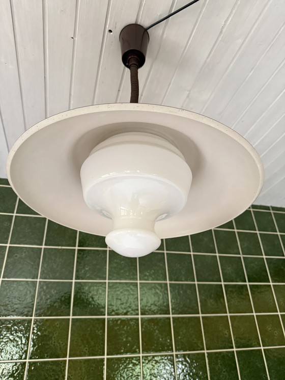 Image 1 of Pendant lamp metal brown and porcelain white