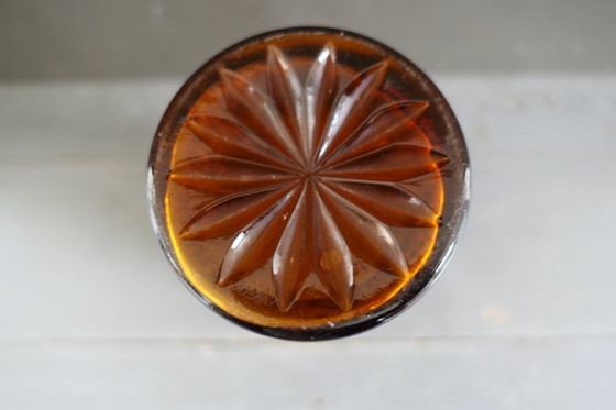 Image 1 of Vintage amber persglas hobnail vaas