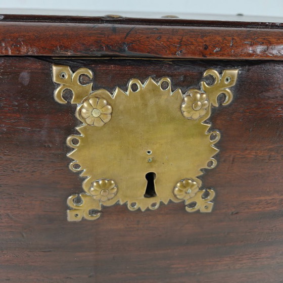 Image 1 of 18th-century Dutch VOC colonial chest with brass fittings