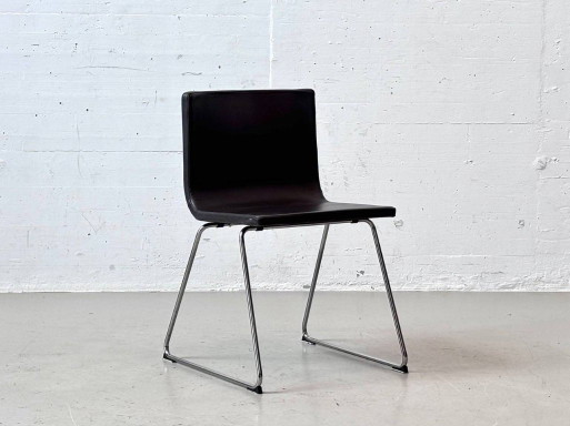 4 Sedie in Pelle IKEA Bernhard di Ola Wihlborg, Nero / Cromo – kuipstoelen, Leather (photo 2 of 15)