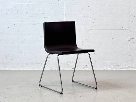 4 Sedie in Pelle IKEA Bernhard di Ola Wihlborg, Nero / Cromo – Sedie da camera, Leather (photo 2 of 15)