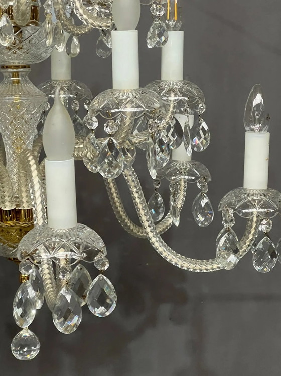 Lustre de style Louis XV. Cristal massif, avec nouveau câblage électrique., Verre, Transparent (photo 6 sur 8)