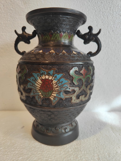 Aziatische cloisonné bronzen vaas