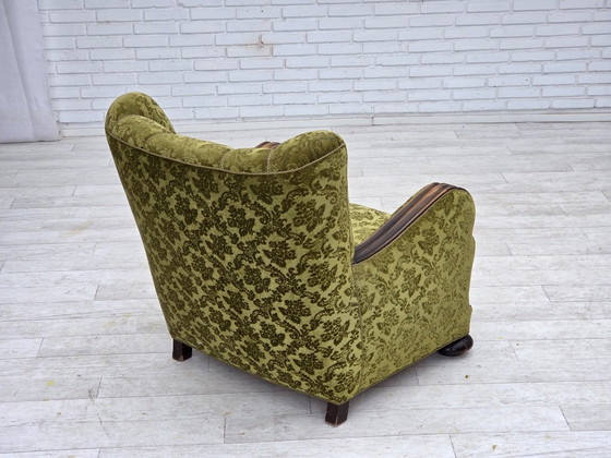 Image 1 of Fauteuil relax danois des années 1950, revêtement en velours, bois de chêne.