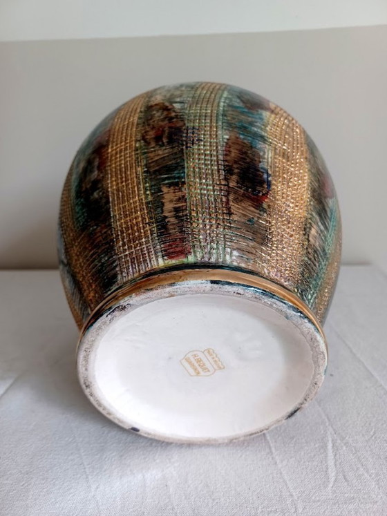 Image 1 of Authentic Hubert Bequet Quaregnon – Brutalist Sculptural Ceramics – Mid-Century Modern – Gold Glaze