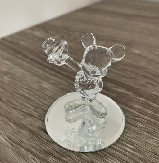 Mickey Mouse crystal figurine on a silver mirrored base