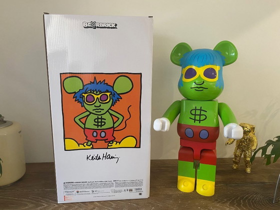 Image 1 of Bearbrick Keith Haring Andy Mouse Warhol 1000% MEDICOM toys