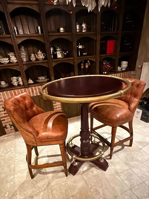 2 Stehtische mit 4 Barhockern – barkrukken, Leather