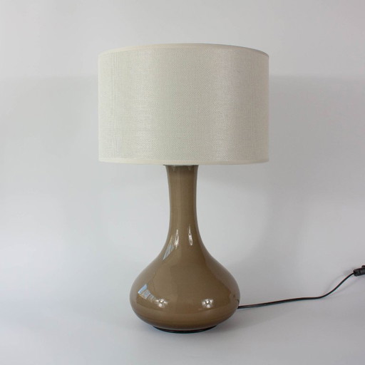 Lampe de table vintage portugaise en verre opalin gris des années 1960 – tafellampen, Glass (photo 2 of 14)
