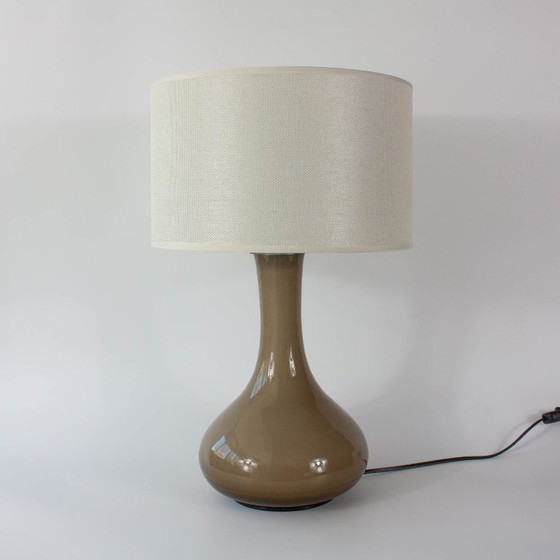 Vintage 1960s Portuguese Grey Opaline Glass Table Lamp (photo 2 of 14)