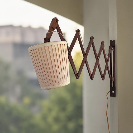 Lampe murale extensible accordéon en bois de style scandinave, en forme de ciseaux, avec prise électrique, (photo 5 of 11)