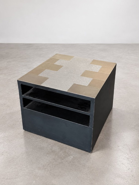 Nightstand with stainless steel patching pattern – Side tables, Wood, Metal (photo 5 of 5)