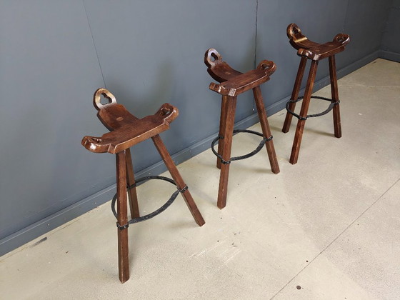 Image 1 of Set of 3 brutalist bar stools, 1960s 