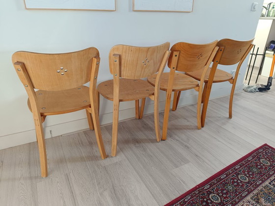 Image 1 of 4 sedie da pranzo in legno curvato scandinave