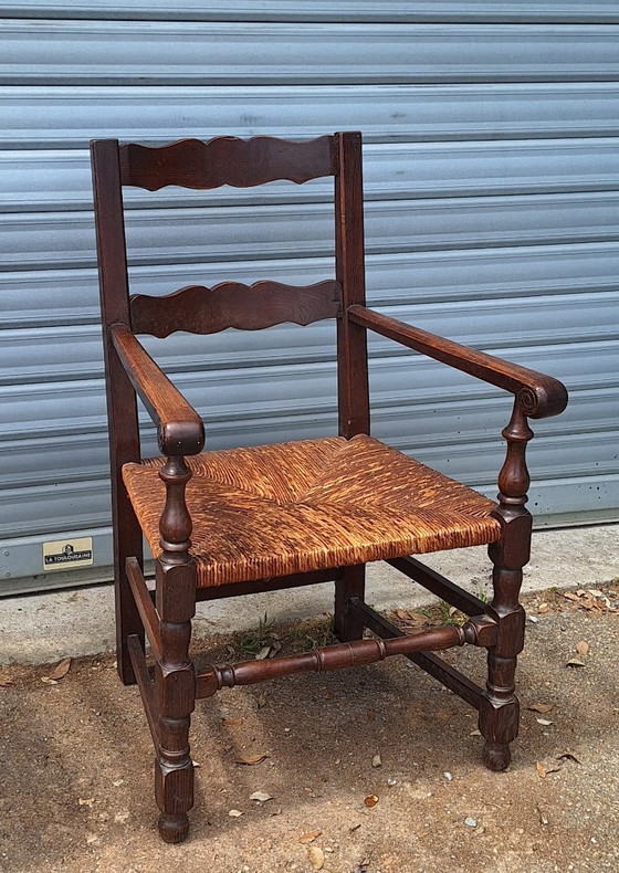 Image 1 of Coppia di poltrone rustiche in legno e paglia