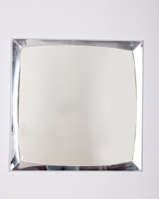 Miroir mural vintage des années 70 en métal chromé design italien