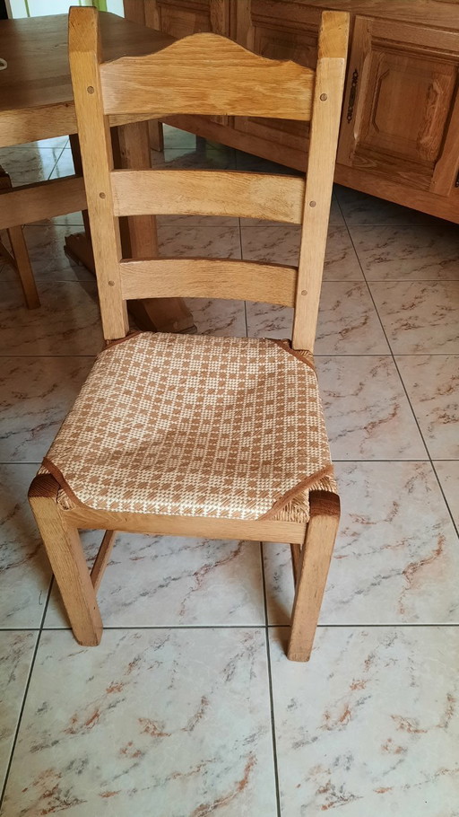 Caligen oak dining table + 6 chairs