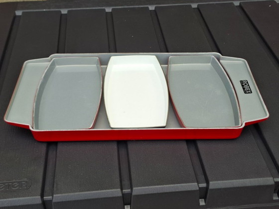 Vassoio da portata Robex con tre inserti, melamina., Accessori da cucina, Plastica, Rosso, Vintage (foto 6 di 11)