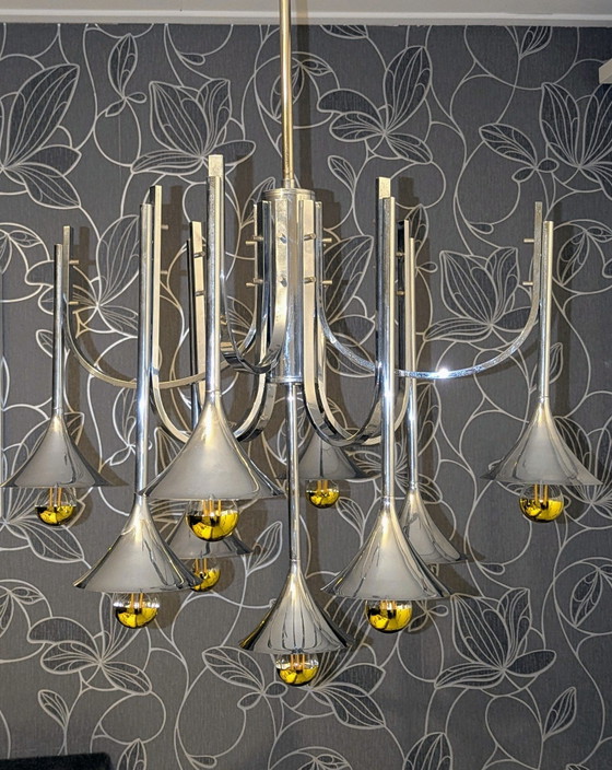 Trumpet Lamp Vintage Design Goffredo Reggini – Pendant lamps, Chrome, Metal (photo 3 of 10)