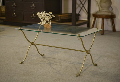 Neoclassical coffee table attributed to Maison Jansen, swan neck base, 1940s