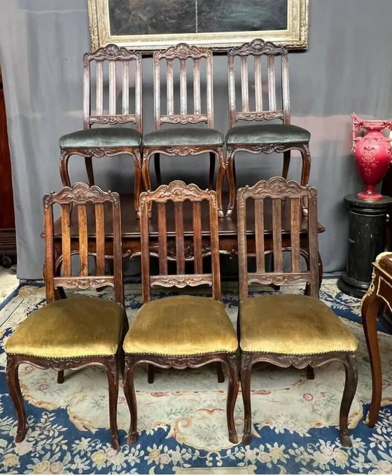 Set aus 6 Regency-Stühlen. Massive Eiche. – Esszimmerstühle, Hollywood Regency (photo 7 of 7)