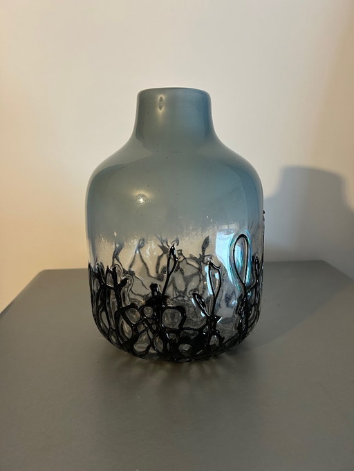 Murano vase handmade with melted wires 1960s